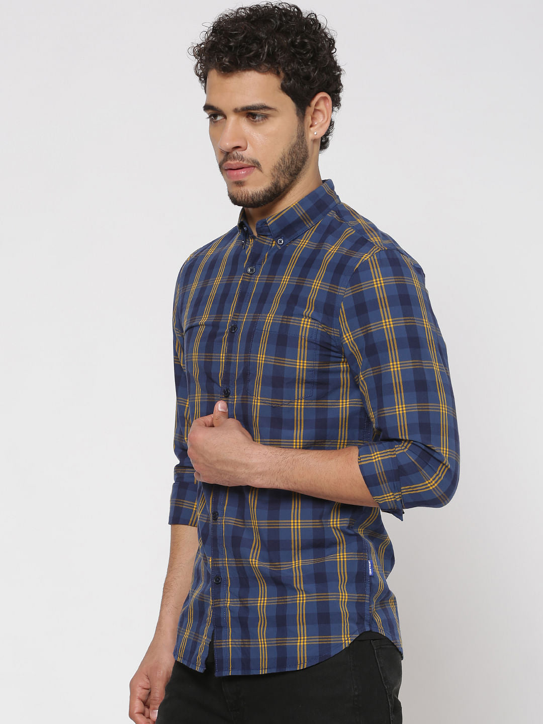 Blue Checks Slim Fit Full Sleeves Shirt
