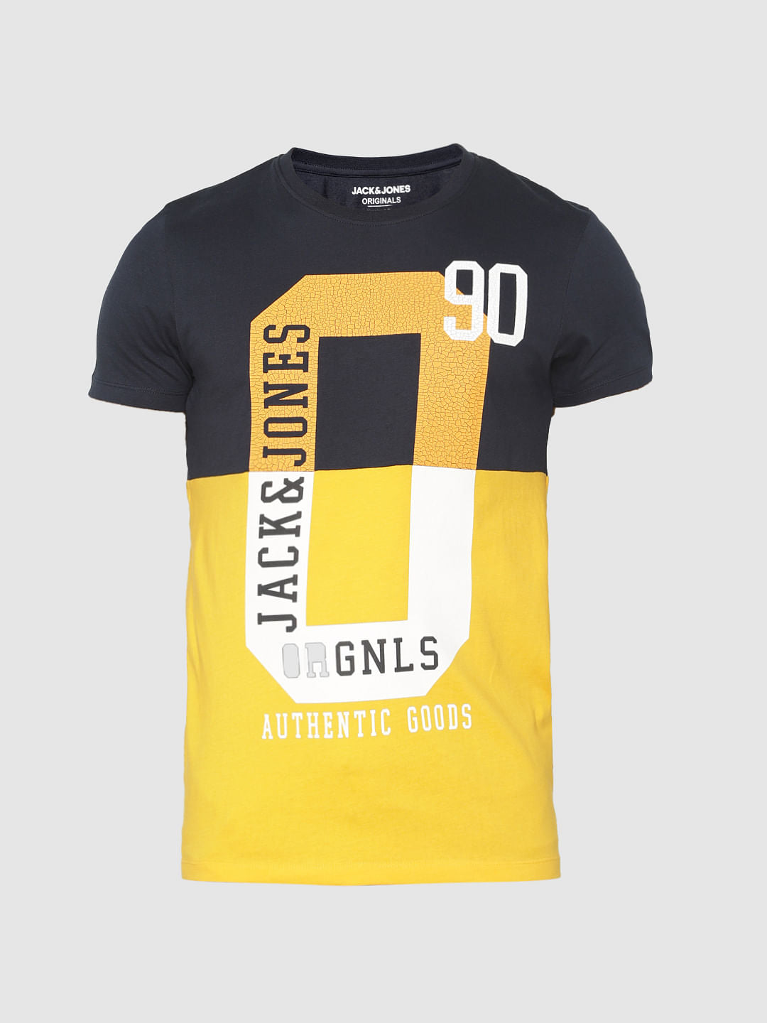 Blue Colour Blocked Crew Neck T-Shirt