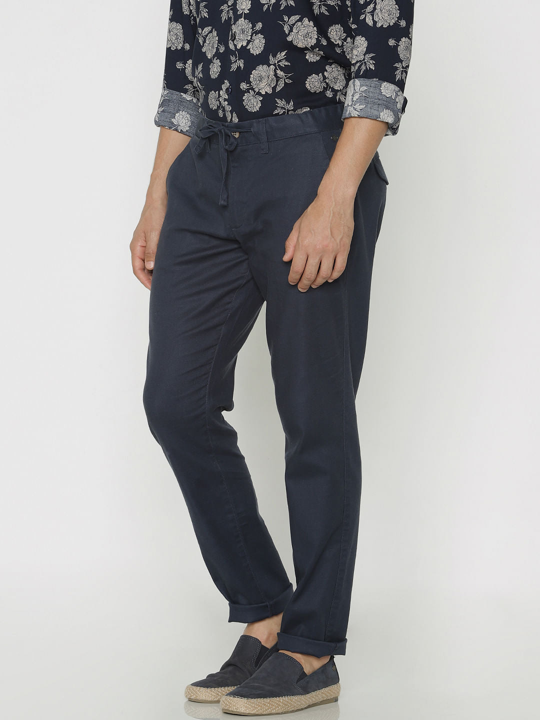 Navy Blue Slim Fit Pants