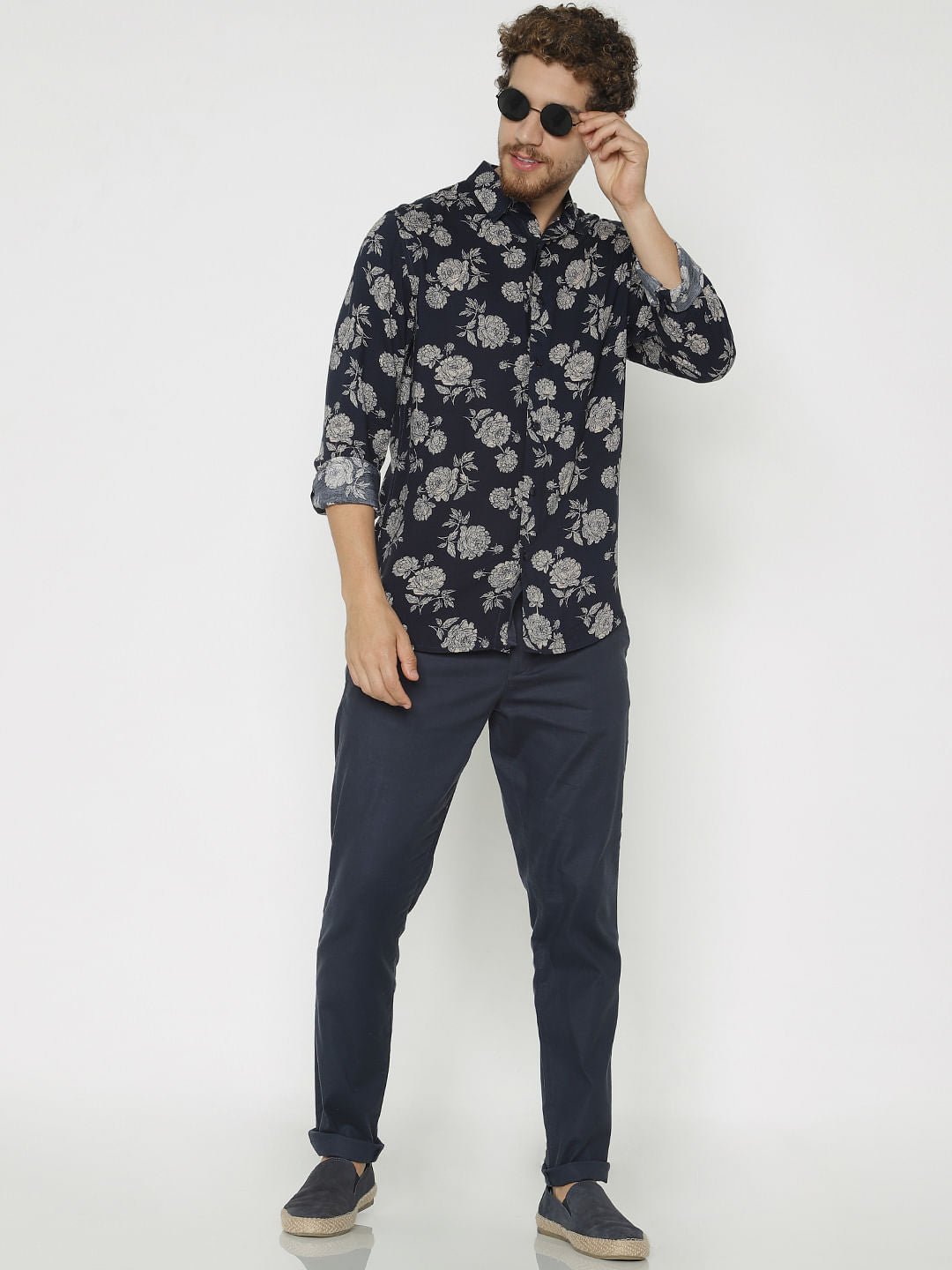 Navy Blue Slim Fit Pants