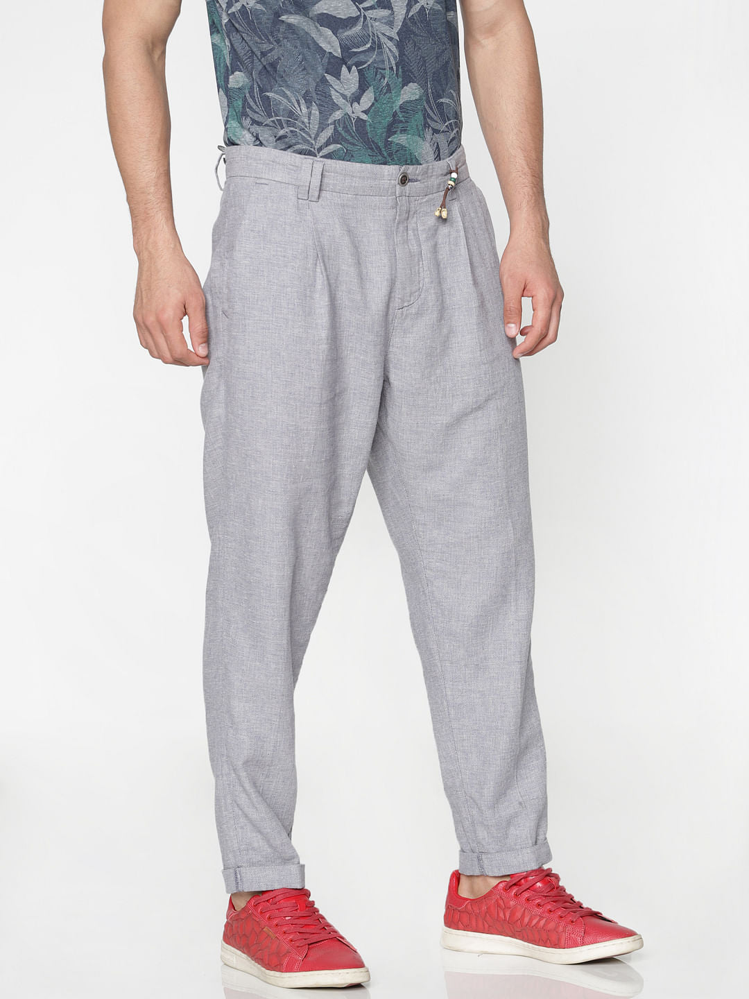 Grey Regular Fit Pants