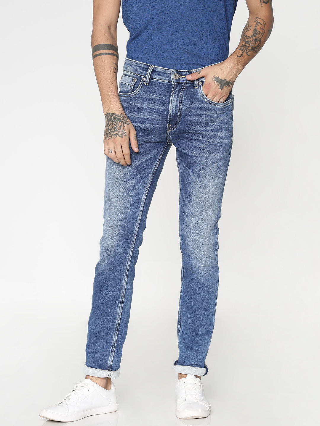 Blue Washed Ben Skinny Fit Jeans - 28/30