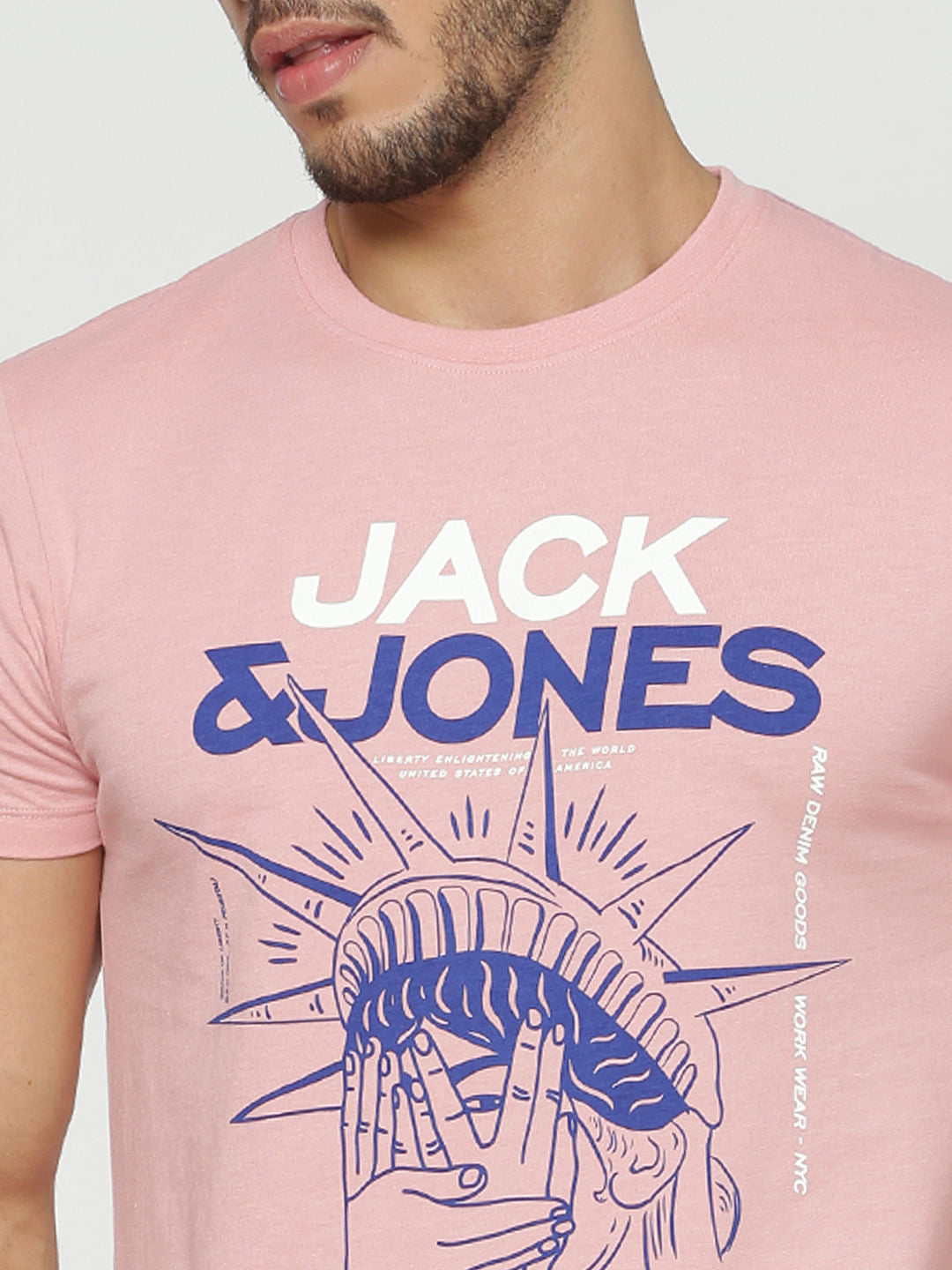 Pink Logo Print Slim Fit Crew Neck T-Shirt