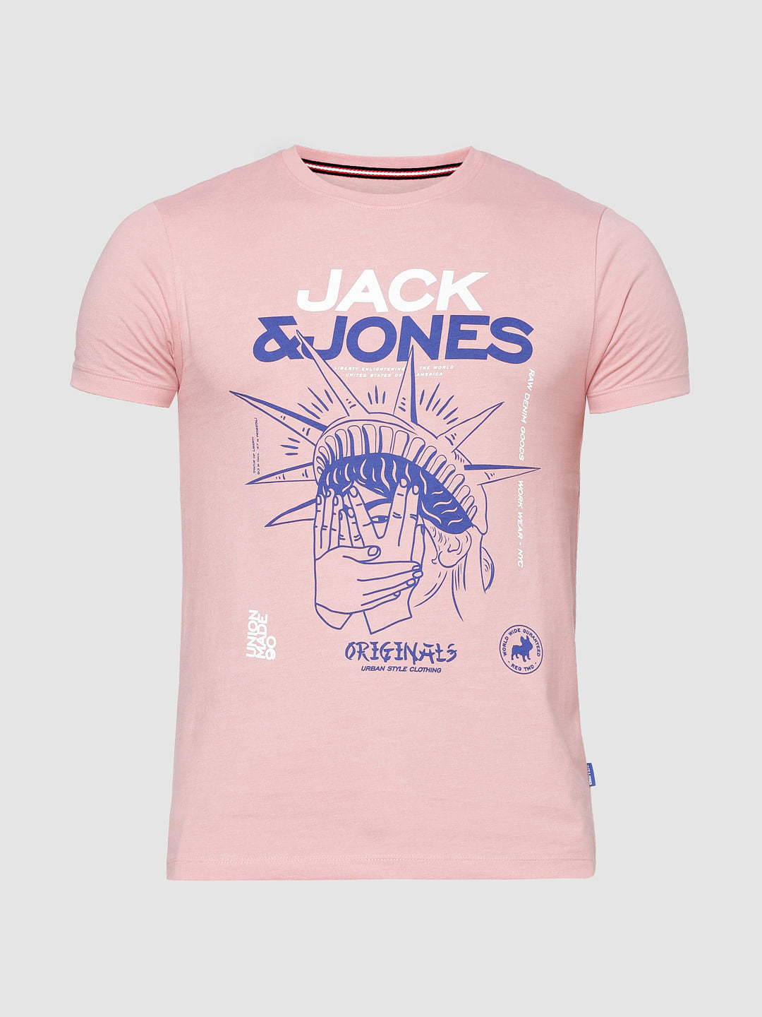 Pink Logo Print Slim Fit Crew Neck T-Shirt