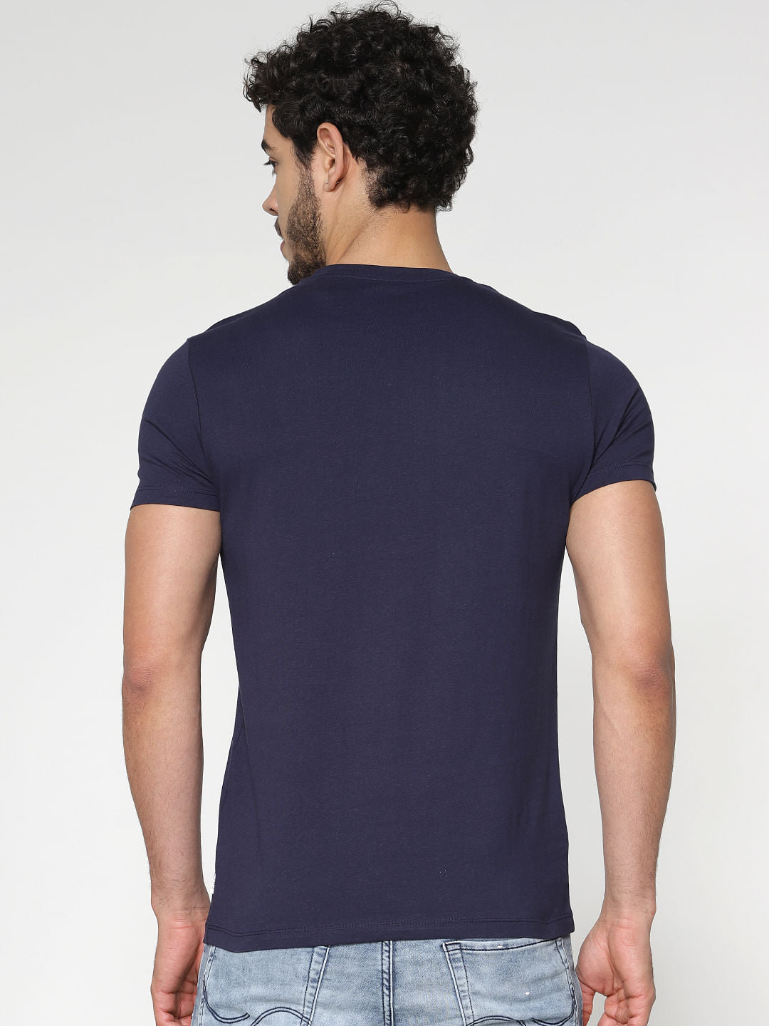 Blue Graphic Print Crew Neck T-Shirt