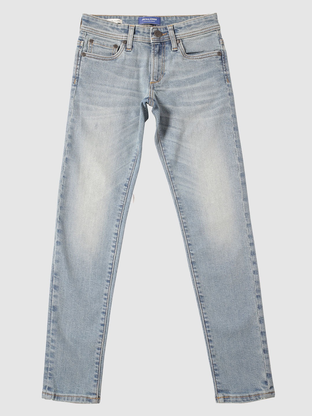 Boys Light Blue Mid Rise Washed Ben Skinny Fit Jeans - 128/8Y