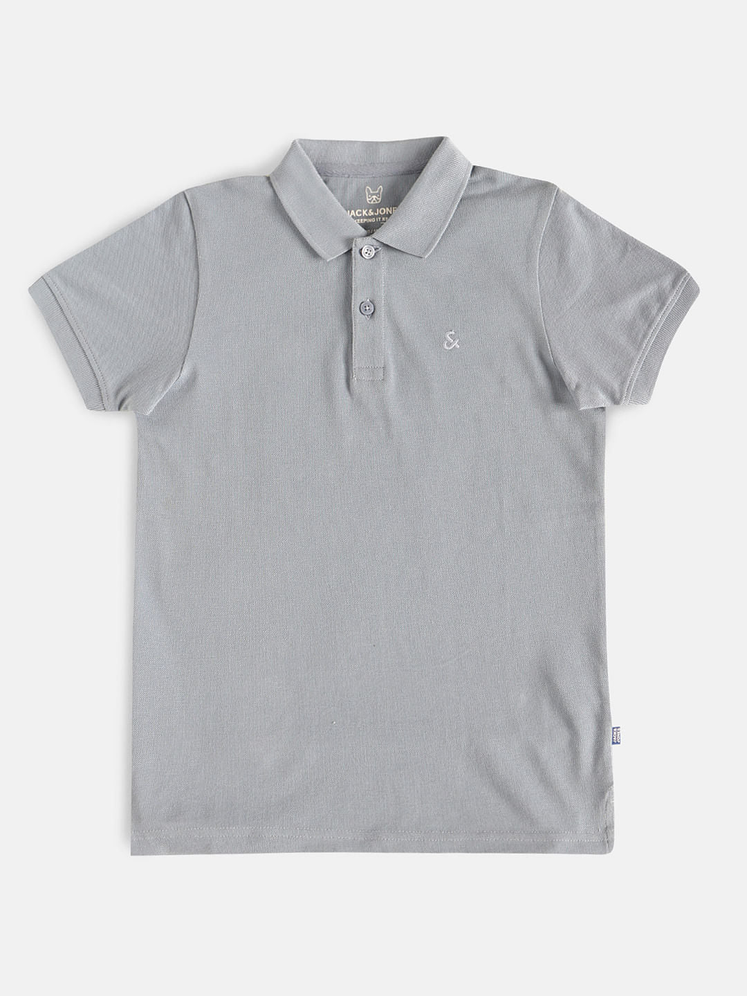 Boys Grey Polo Neck T-shirt