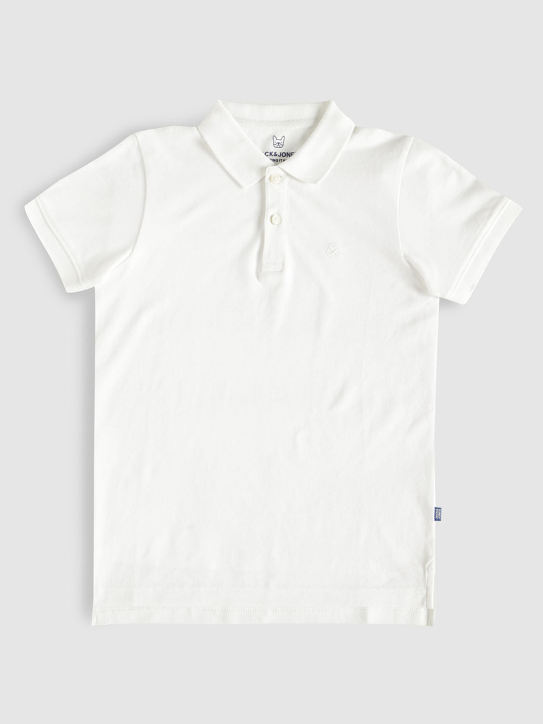 Boys White Polo Neck T-Shirt