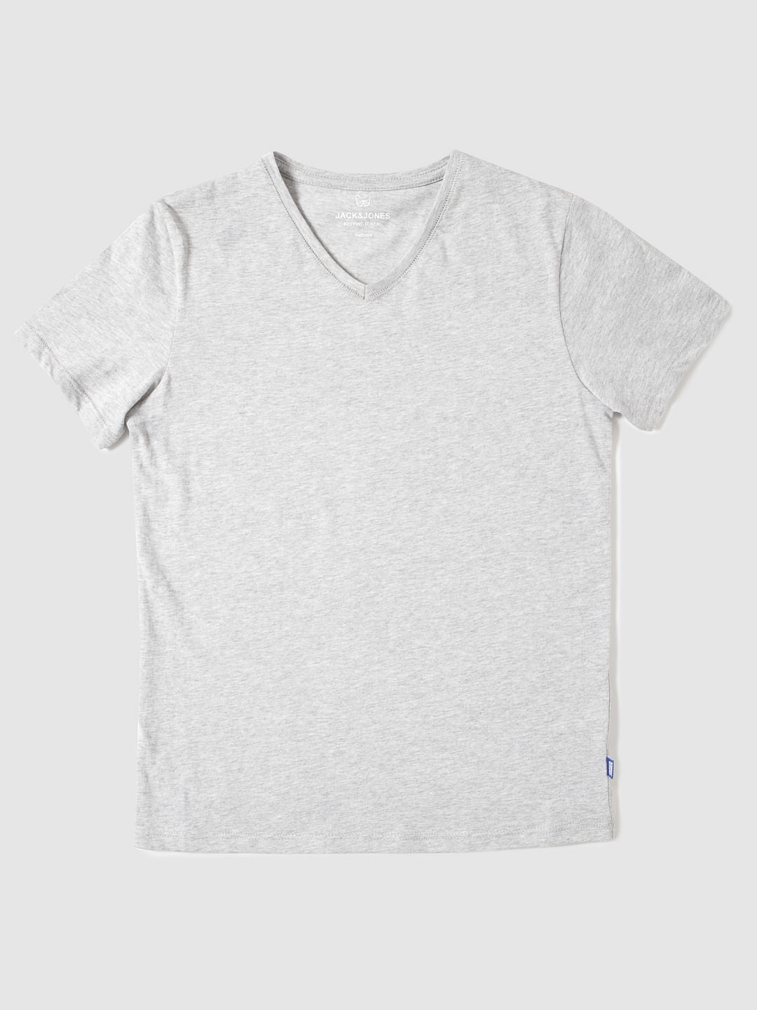 Boys Grey Slim Fit V Neck T-Shirt - 128/8Y