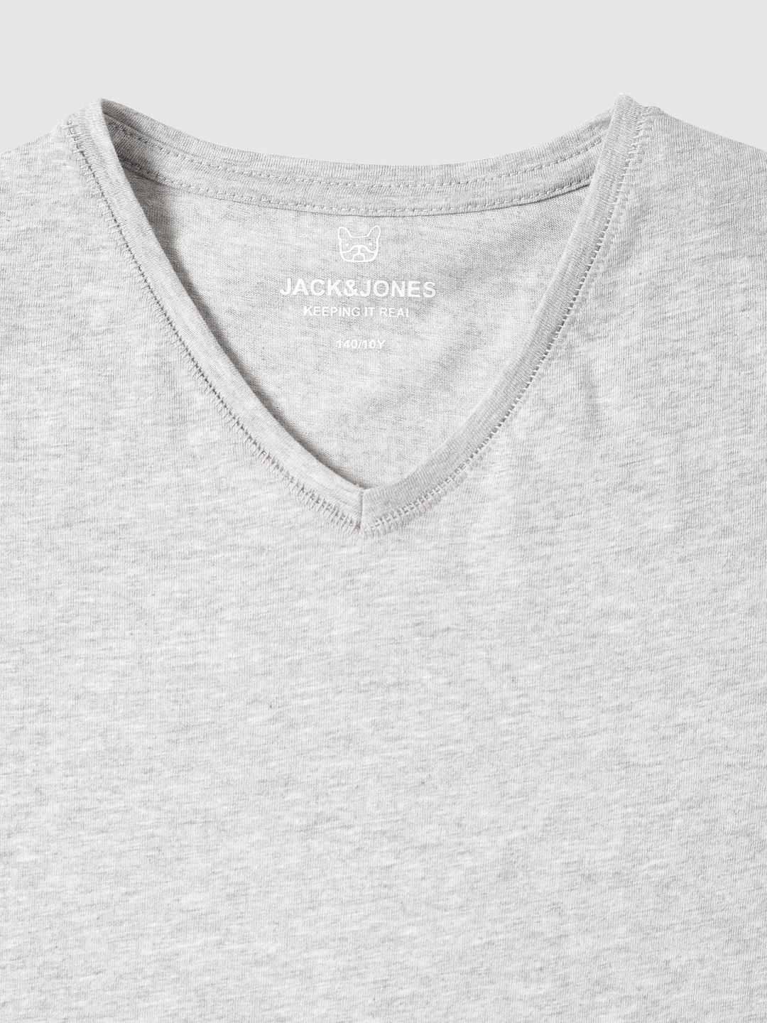Boys Grey Slim Fit V Neck T-Shirt