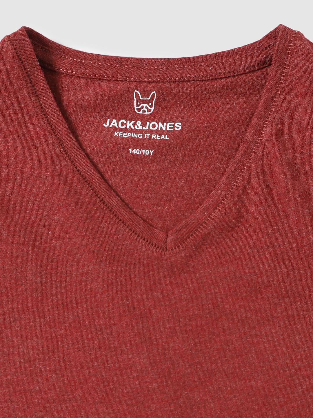 Boys Red Slim Fit V Neck T-Shirt