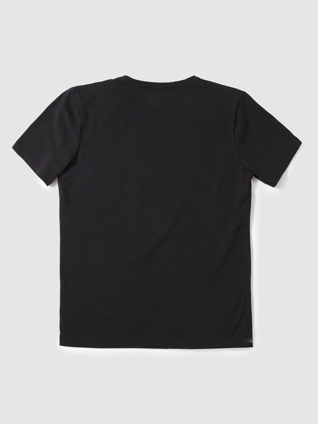 Boys Black Slim Fit V Neck T-Shirt