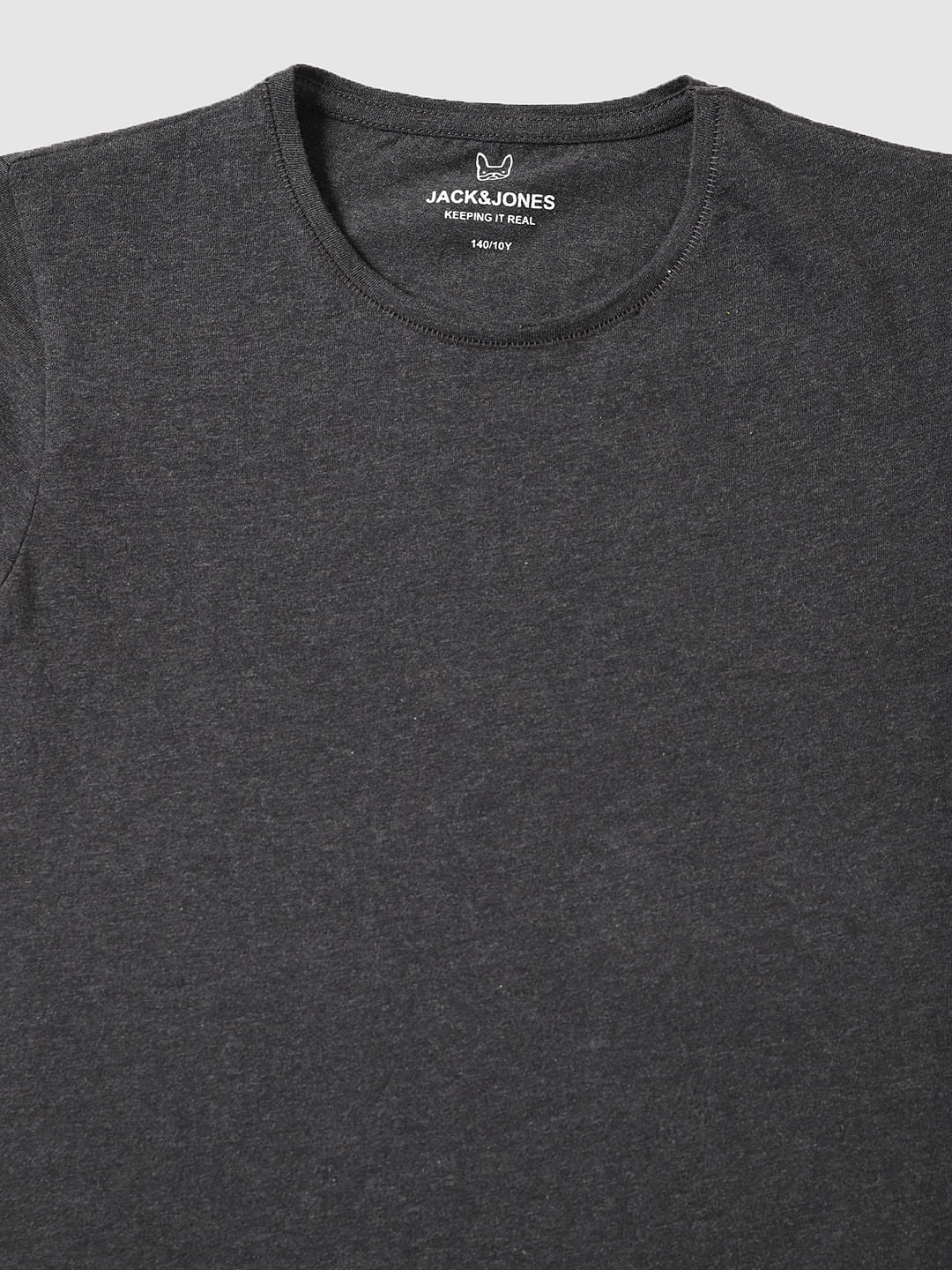 Boys Grey Slim Fit Crew Neck T-Shirt
