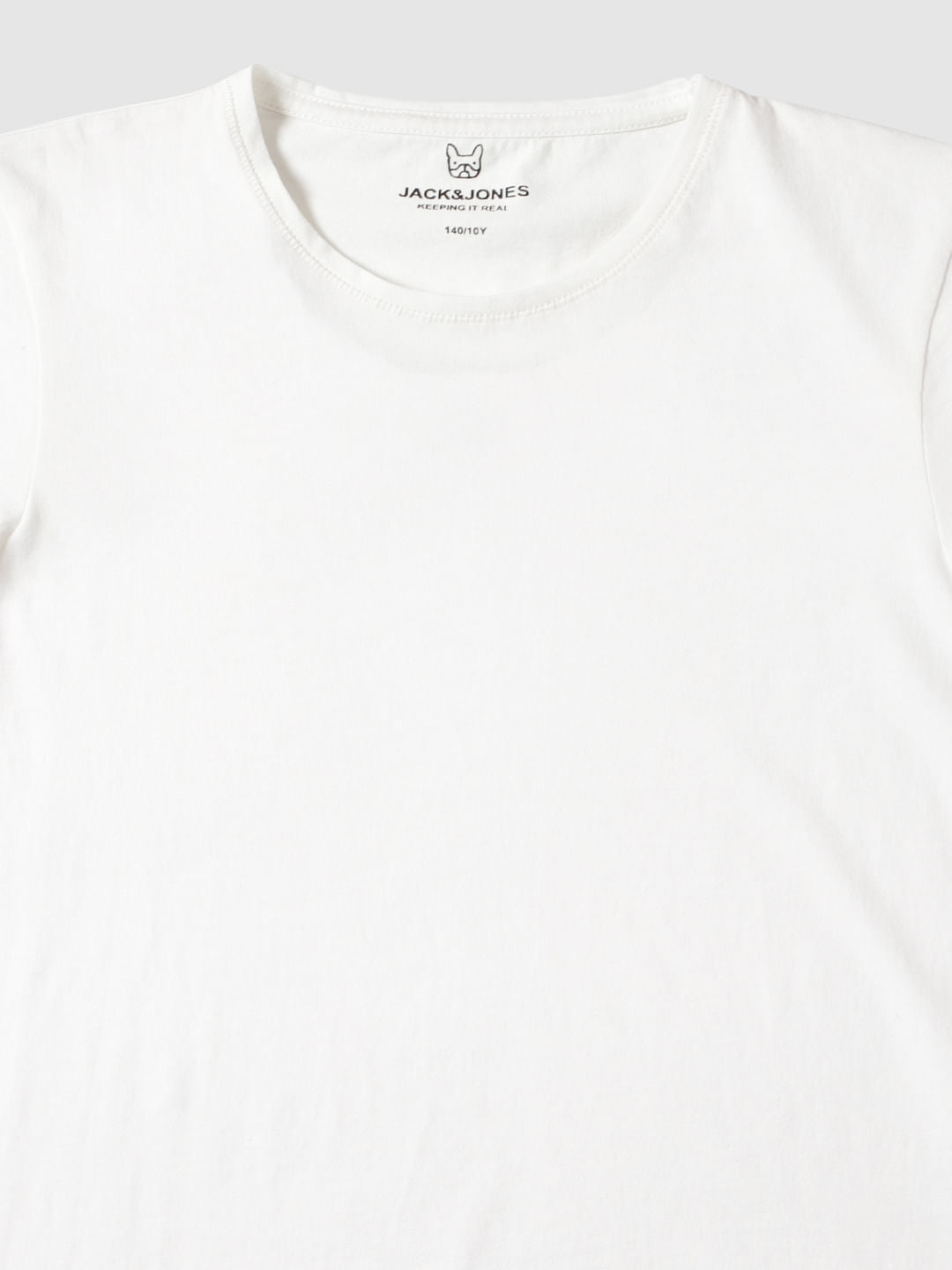 Boys White Slim Fit Crew Neck T-Shirt