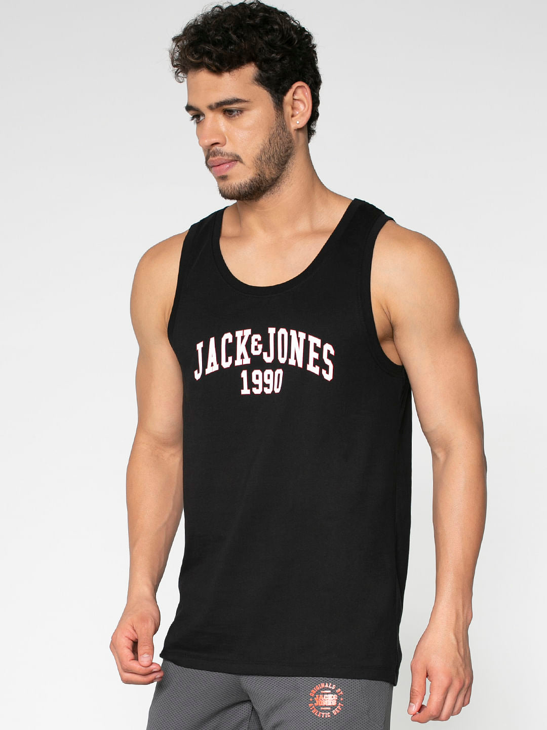 Black Text Print Vest