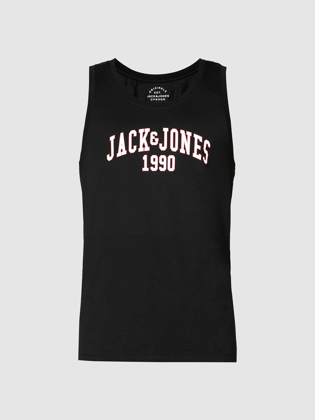 Black Text Print Vest