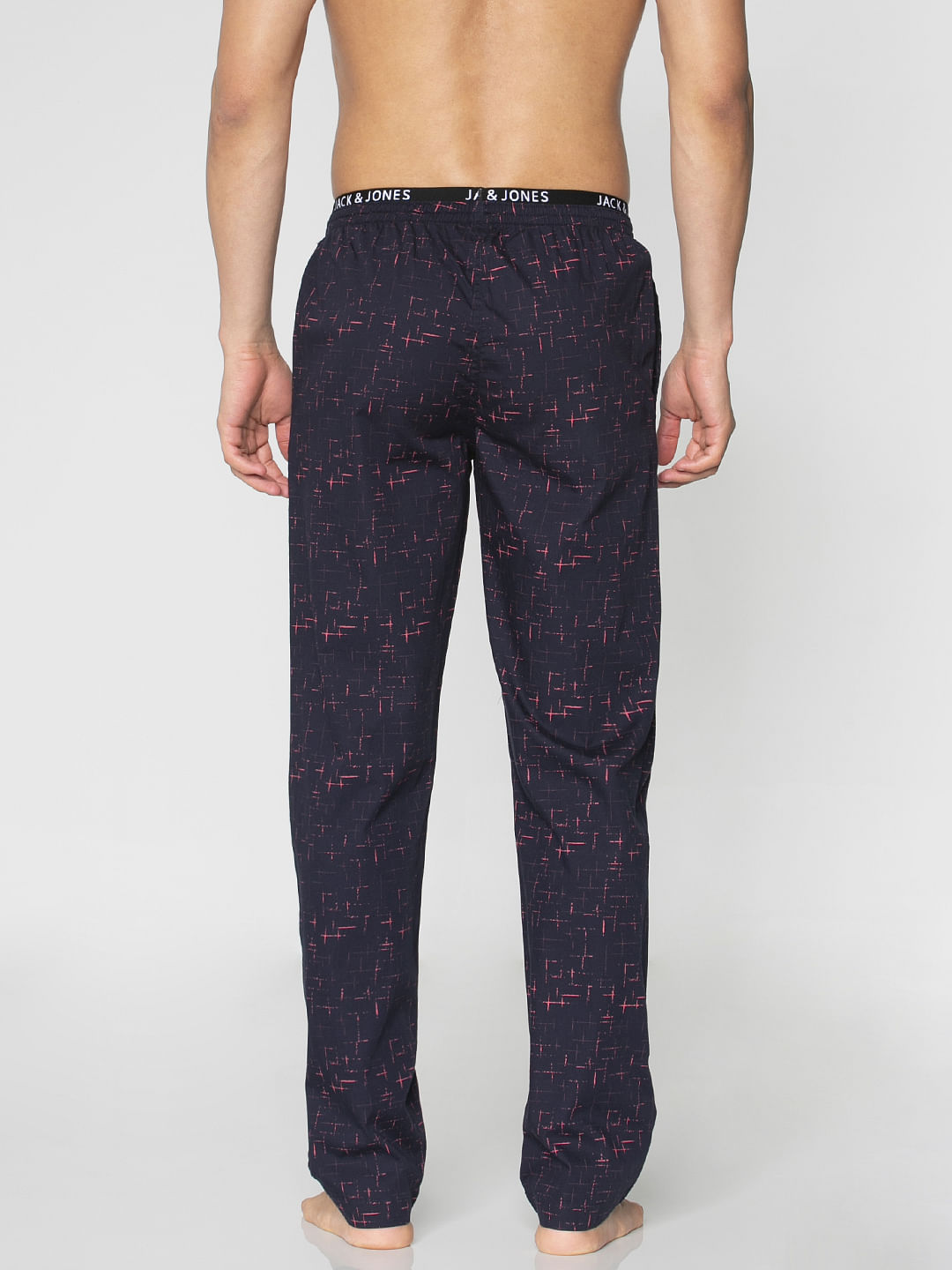 Navy Blue Checks Print Pyjama