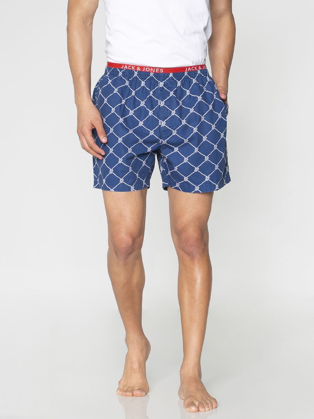 Blue All Over Knot Print Boxers