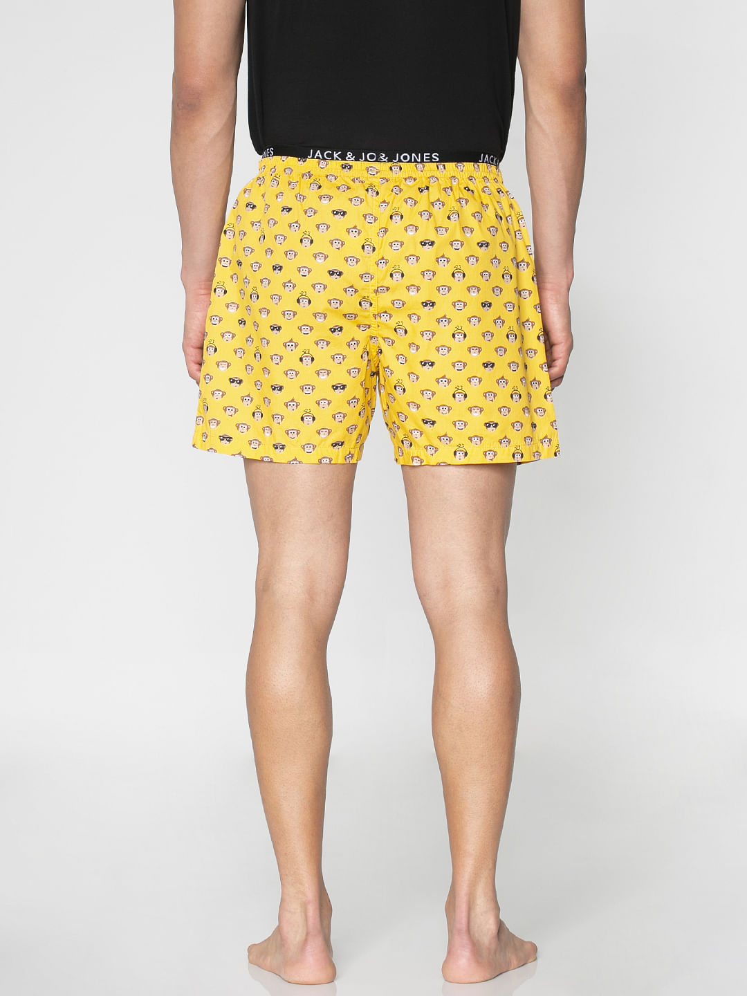 Yellow All Over Monkey Graphic Print Boxers