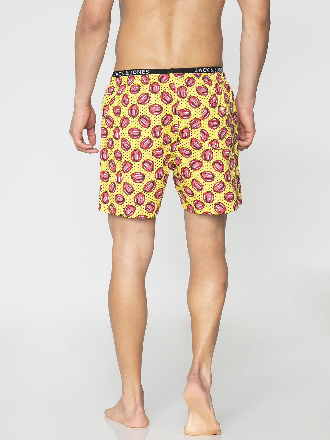 Yellow All Over Lips And Dotted Print Boxers
