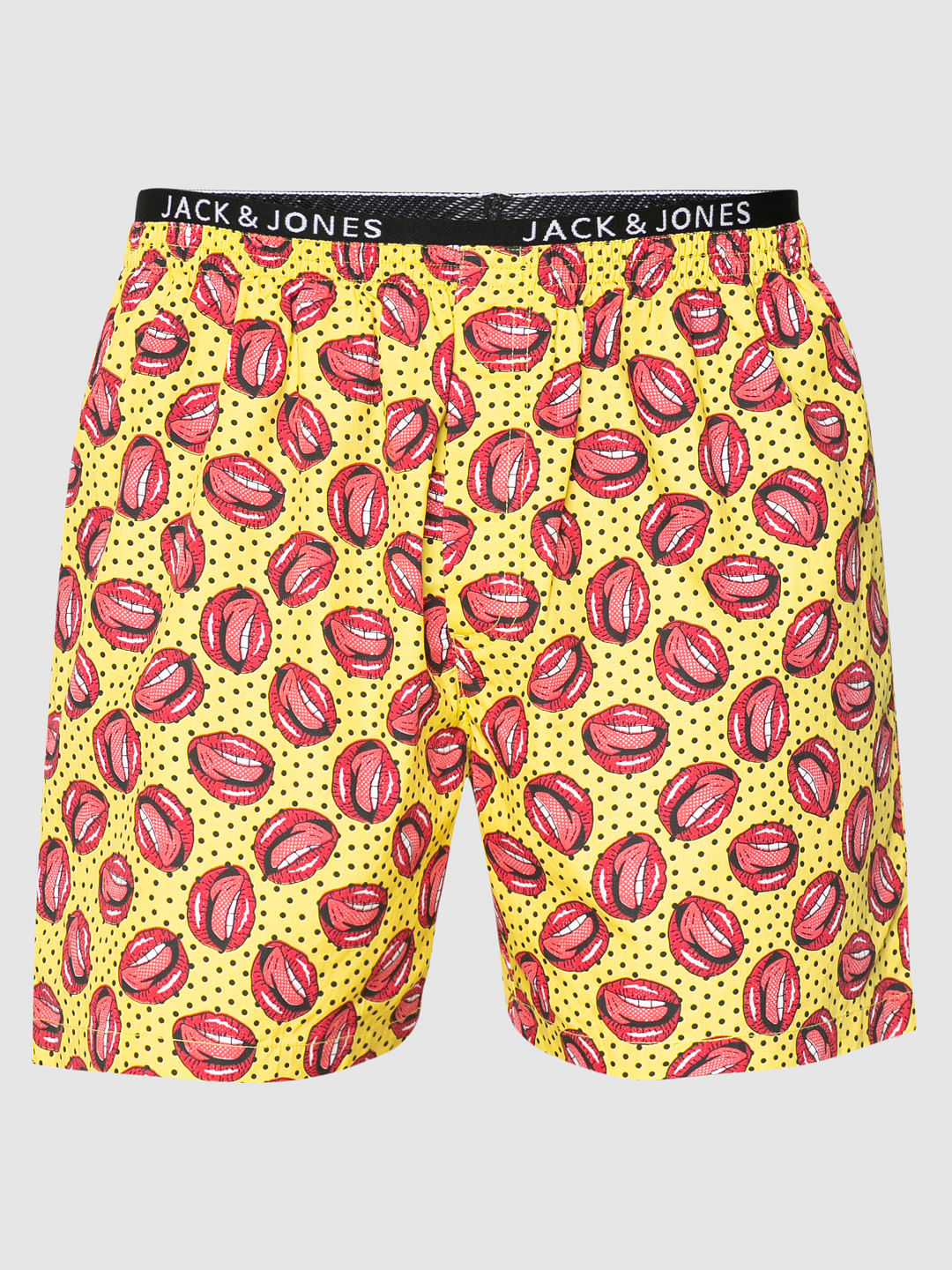 Yellow All Over Lips And Dotted Print Boxers