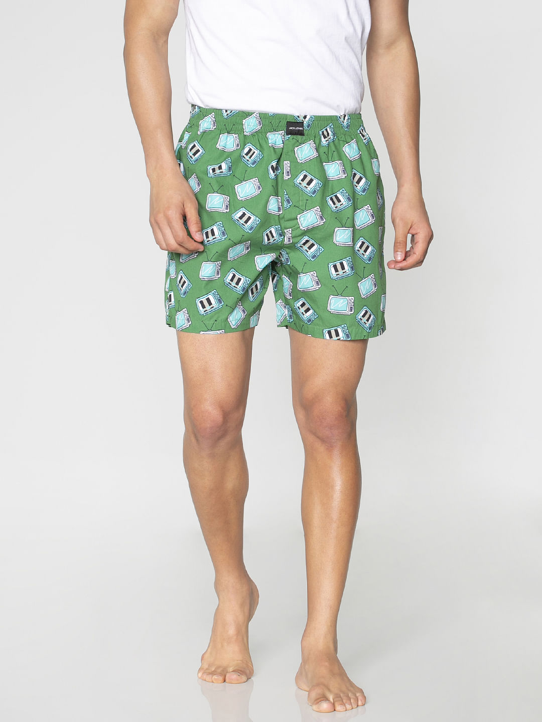 Green All Over Television Graphic Print Boxers