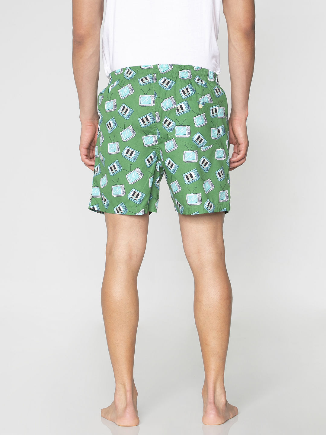 Green All Over Television Graphic Print Boxers
