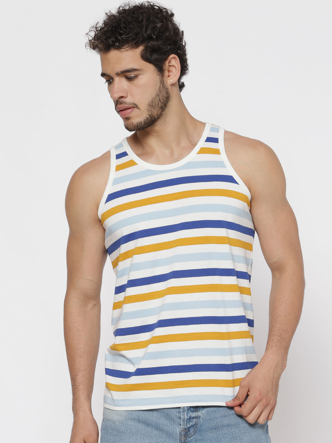 White Striped Tank Top - S