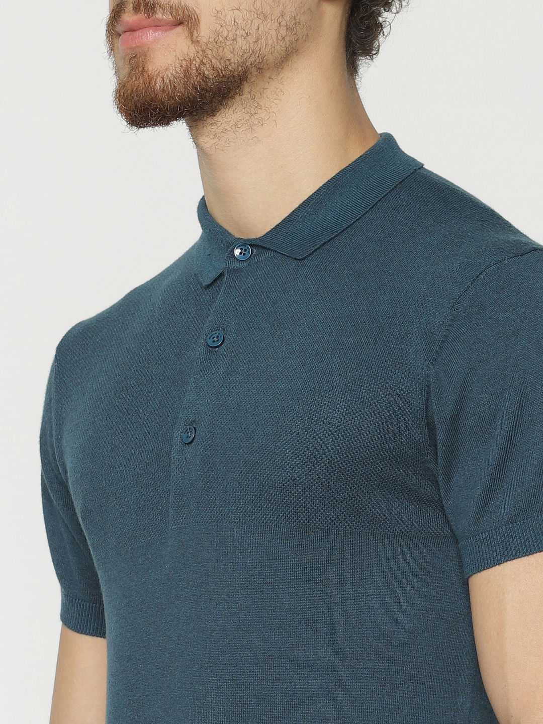 Teal Polo Neck T-Shirt