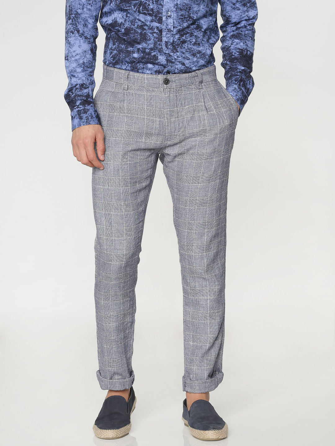 Grey Checks Pants - 28/30
