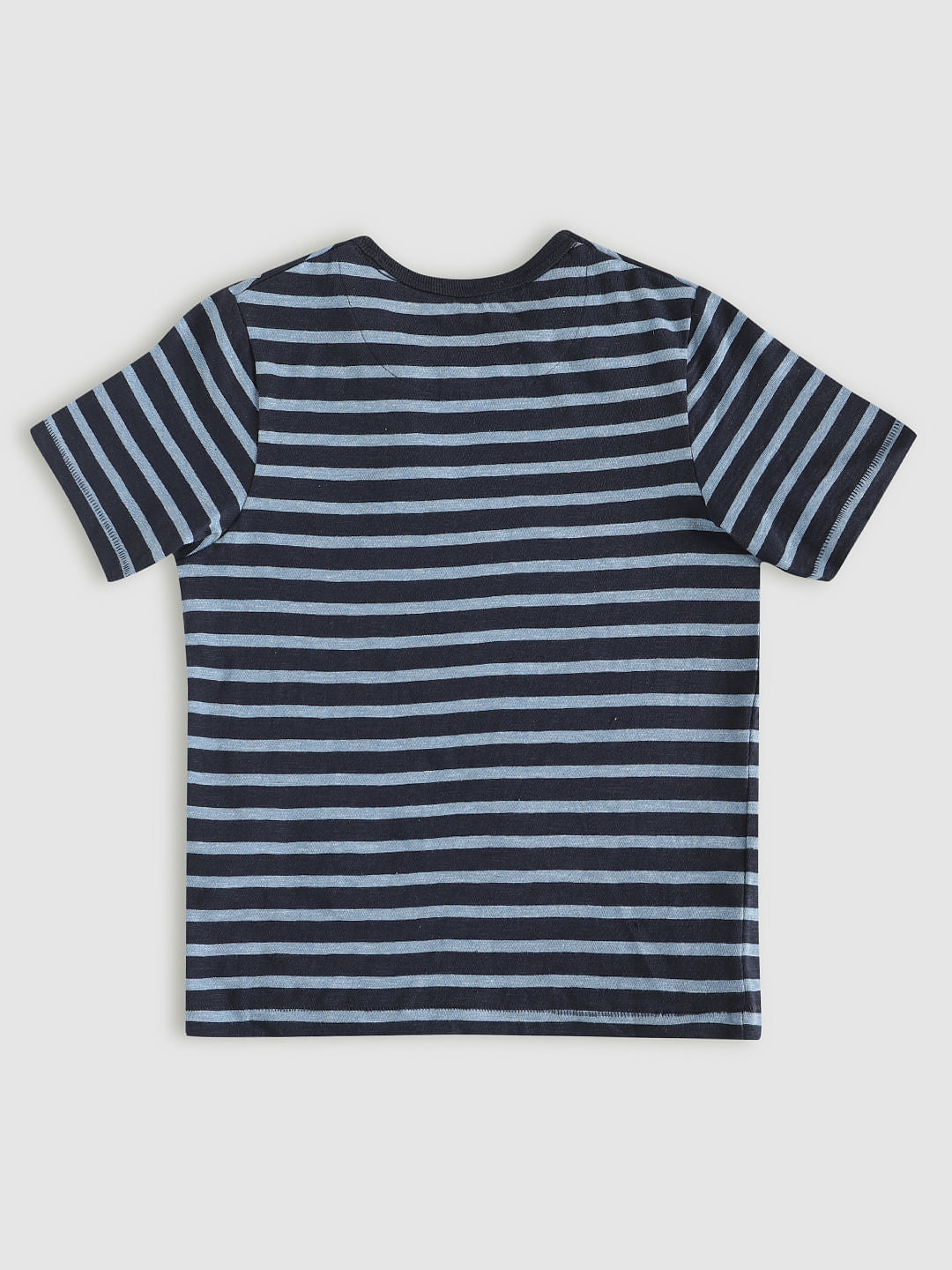 Boys Blue Striped Crew Neck T-Shirt