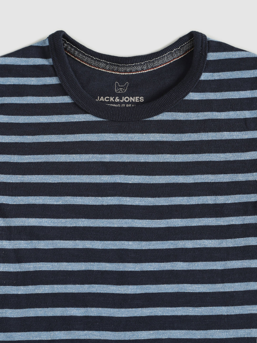 Boys Blue Striped Crew Neck T-Shirt