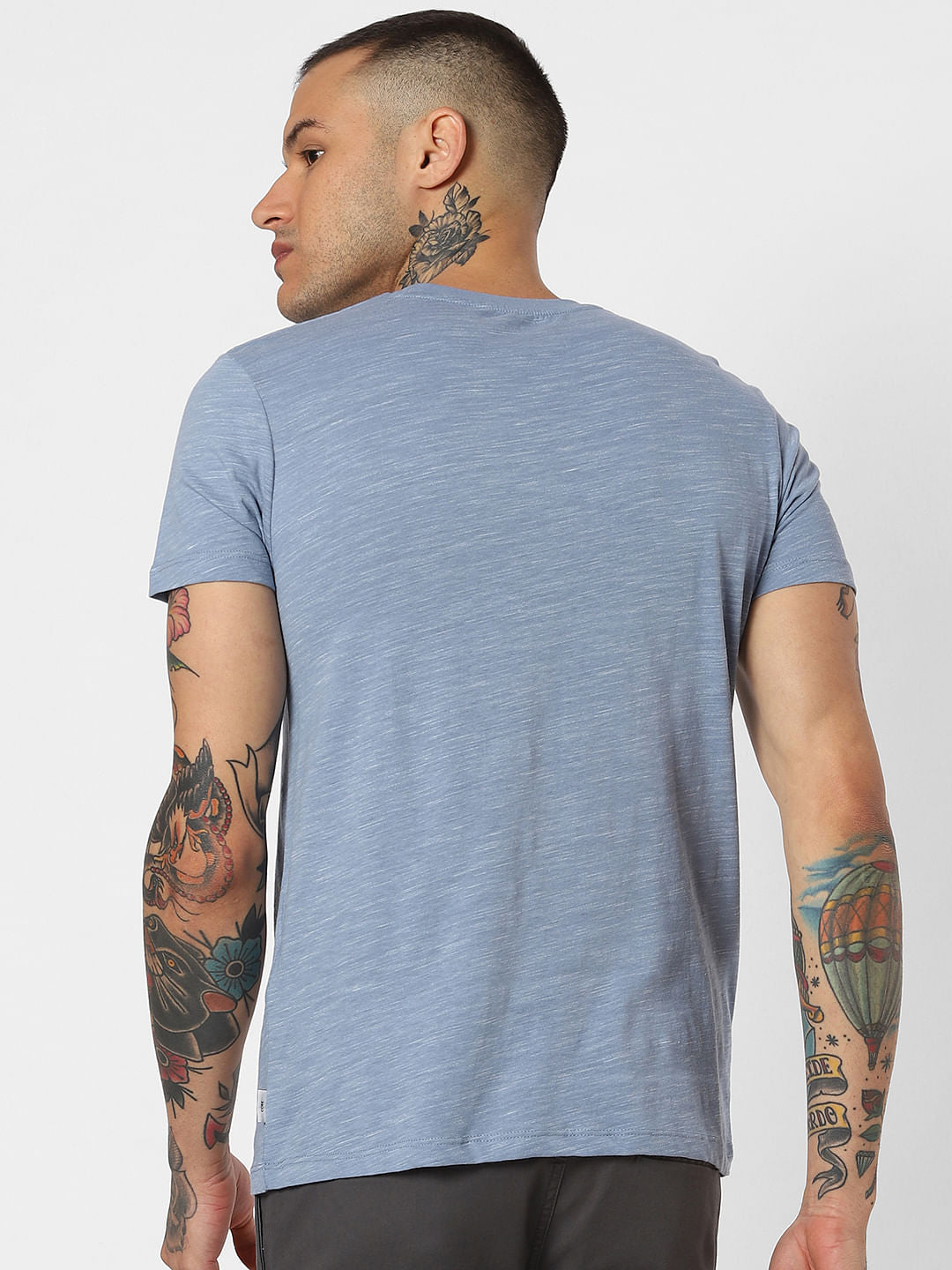 Blue Graphic Print Crew Neck T-Shirt