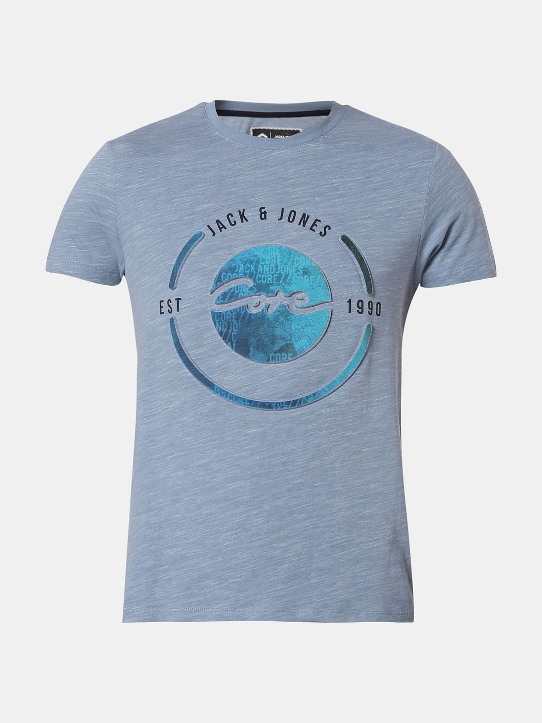 Blue Graphic Print Crew Neck T-Shirt