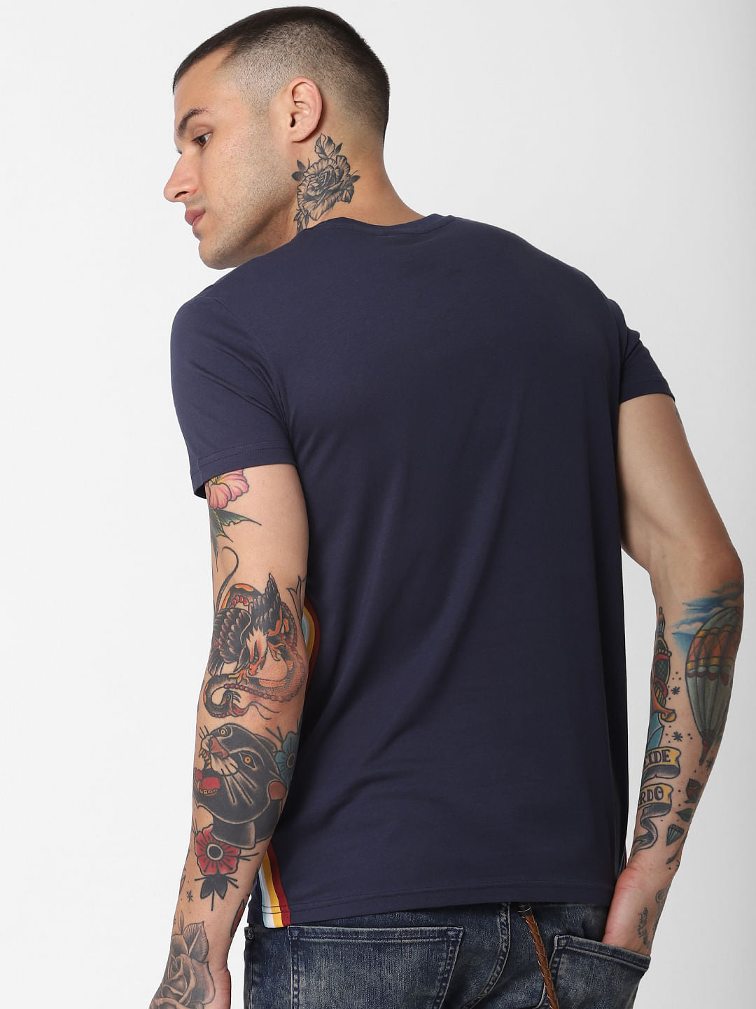 Blue Tape Detail Crew Neck T-Shirt