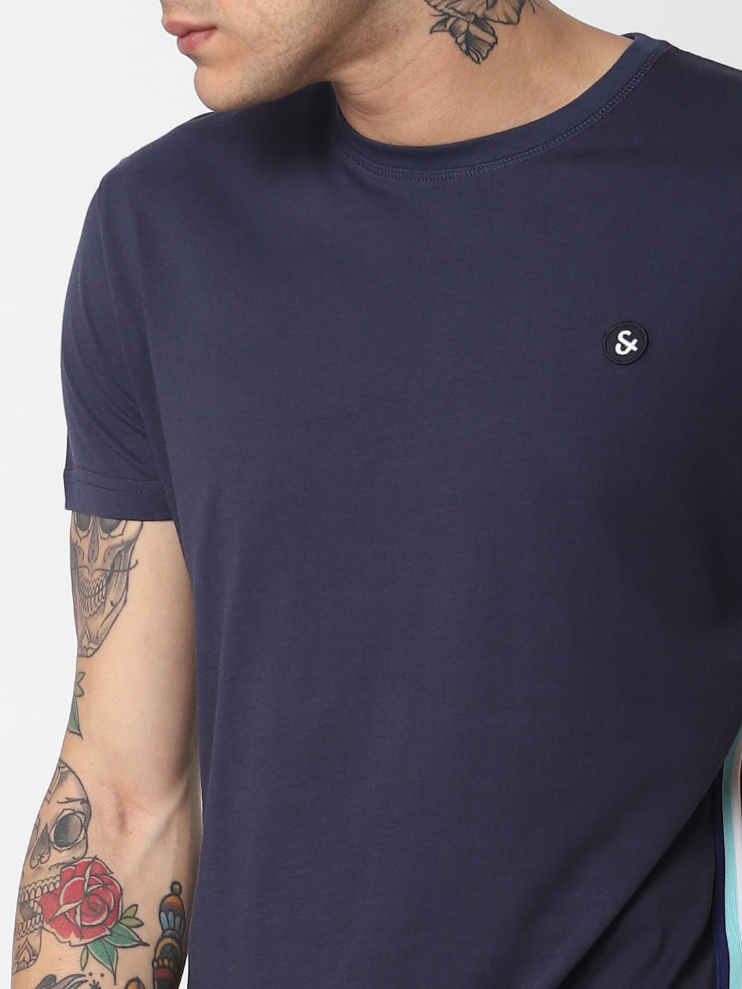 Blue Tape Detail Crew Neck T-Shirt