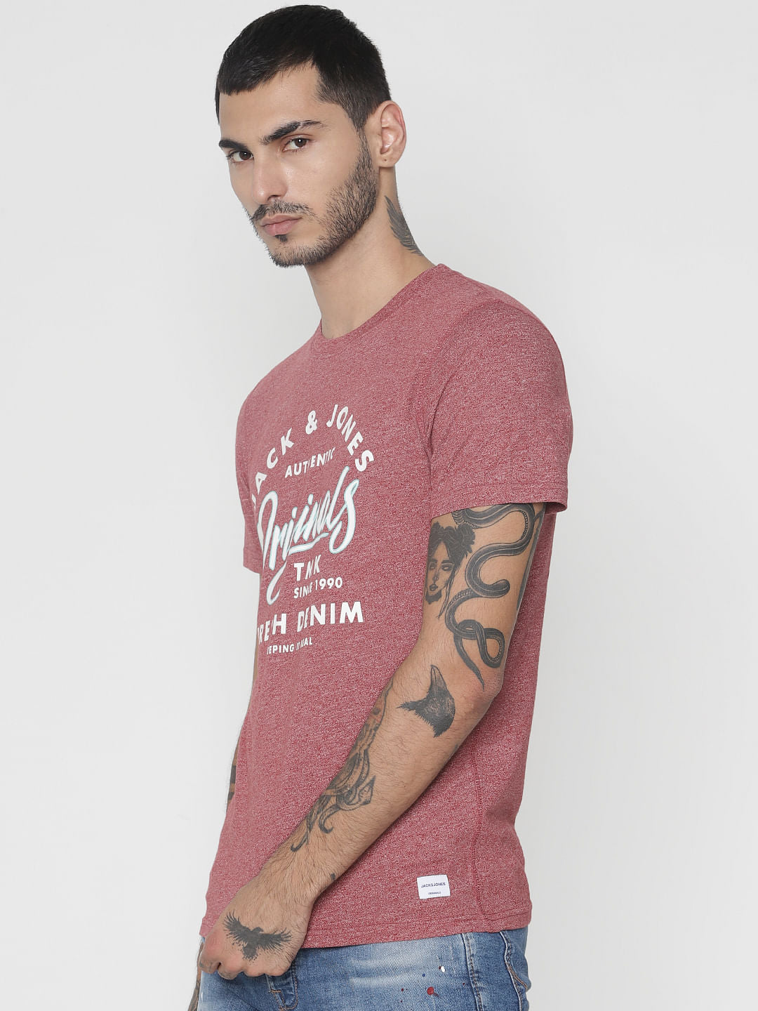 Red Logo Print Crew Neck T-Shirt