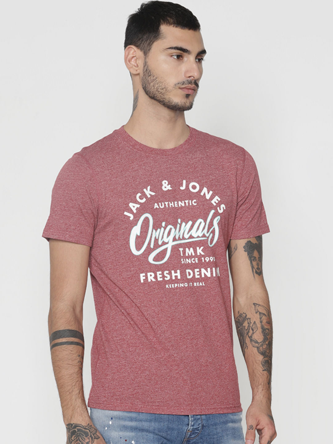 Red Logo Print Crew Neck T-Shirt
