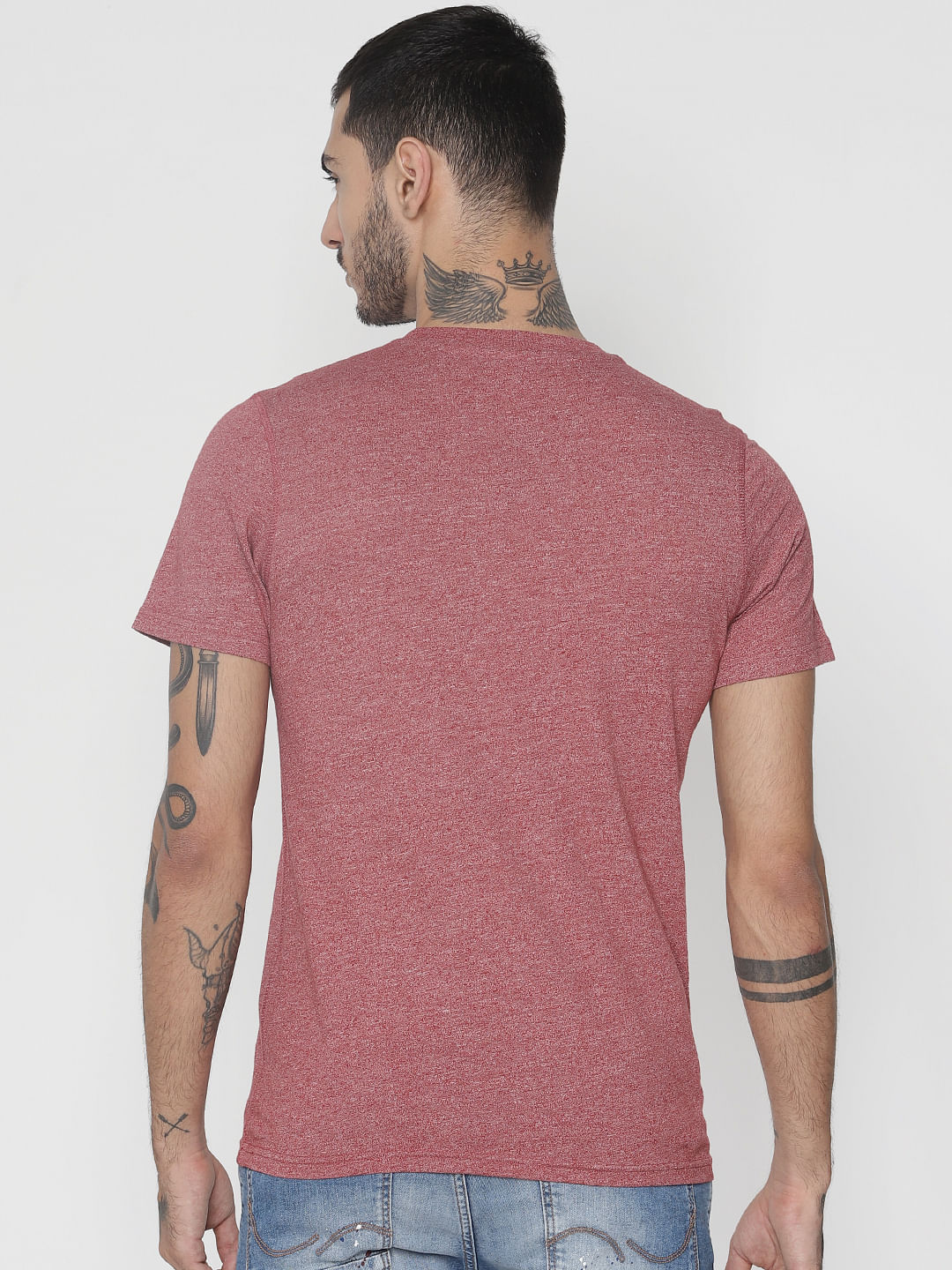 Red Logo Print Crew Neck T-Shirt
