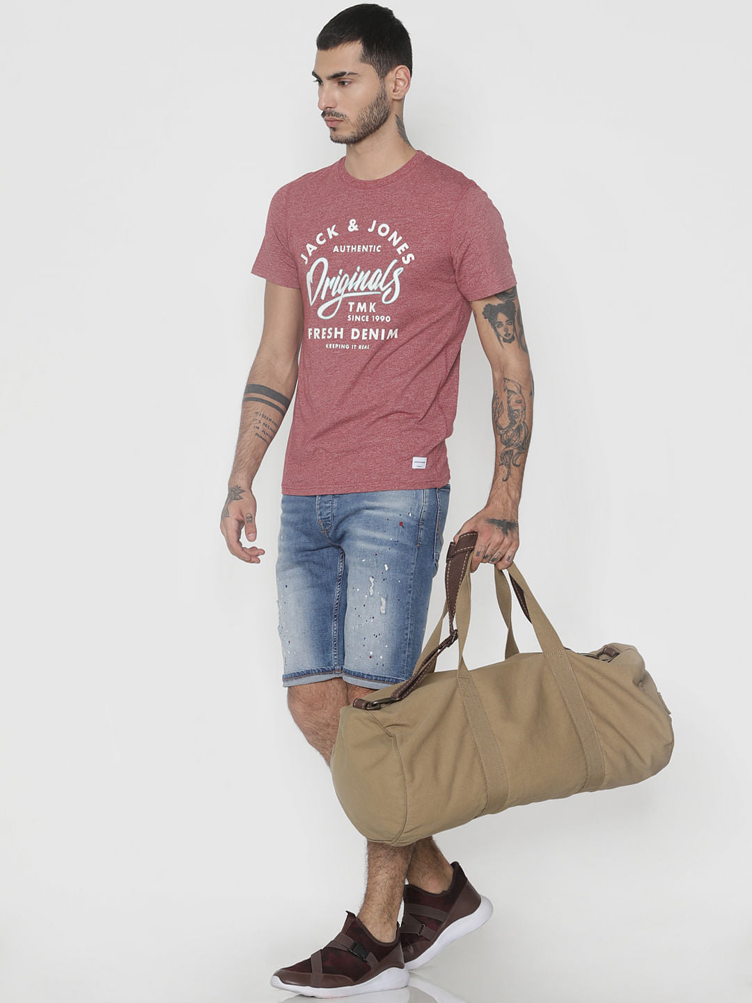 Red Logo Print Crew Neck T-Shirt