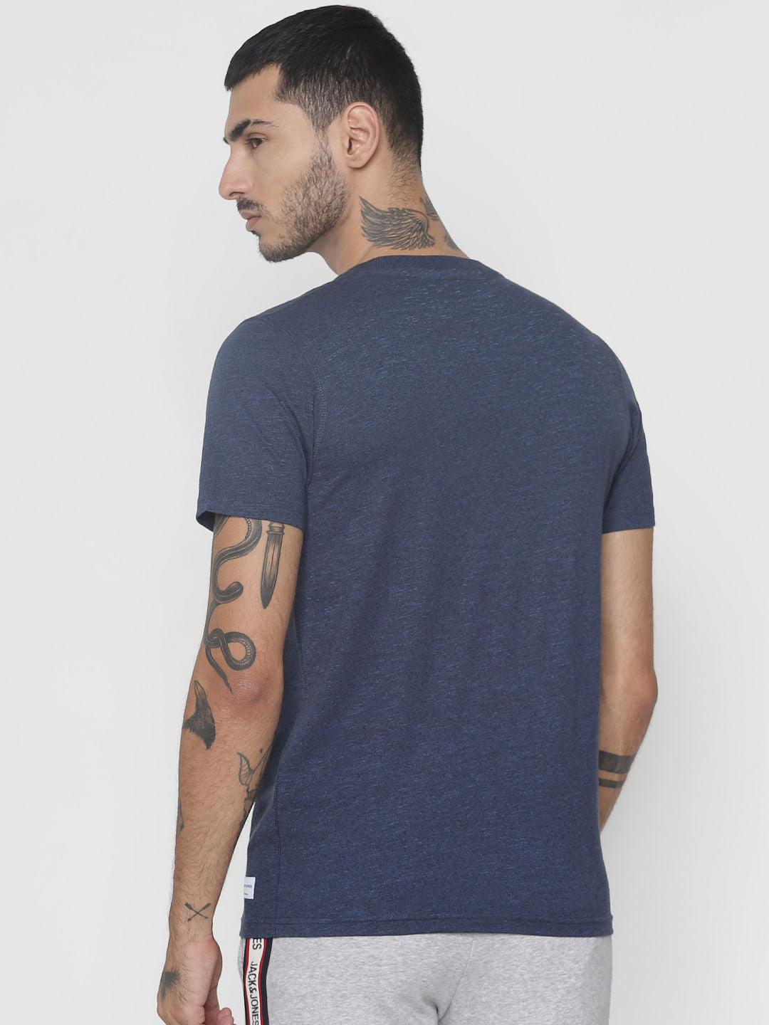 Blue Logo Print Crew Neck T-Shirt