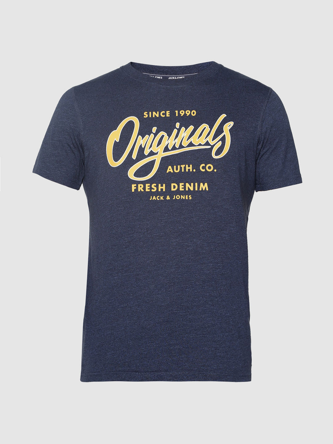 Blue Logo Print Crew Neck T-Shirt