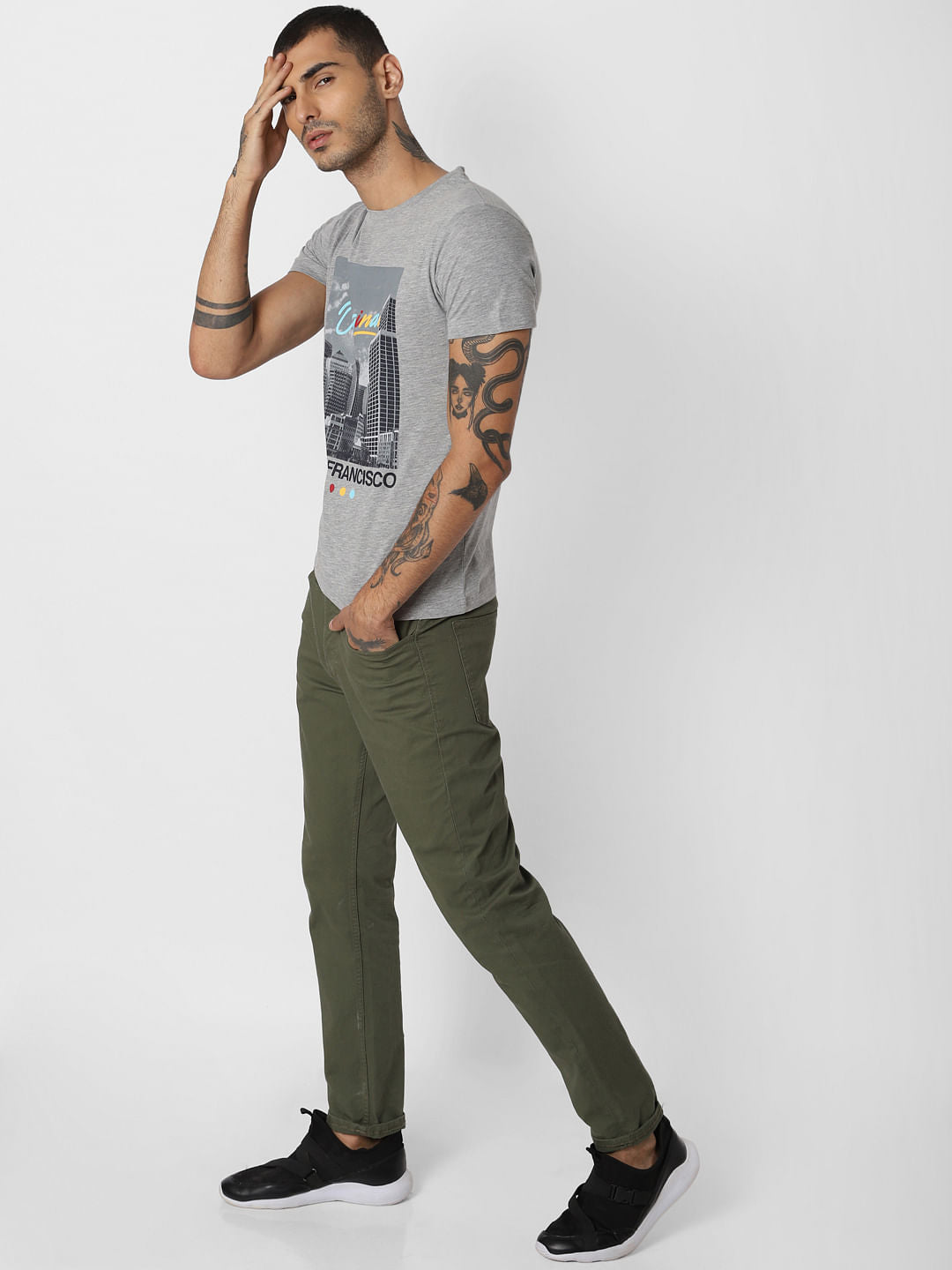 Grey City Landscape Crew Neck T-Shirt