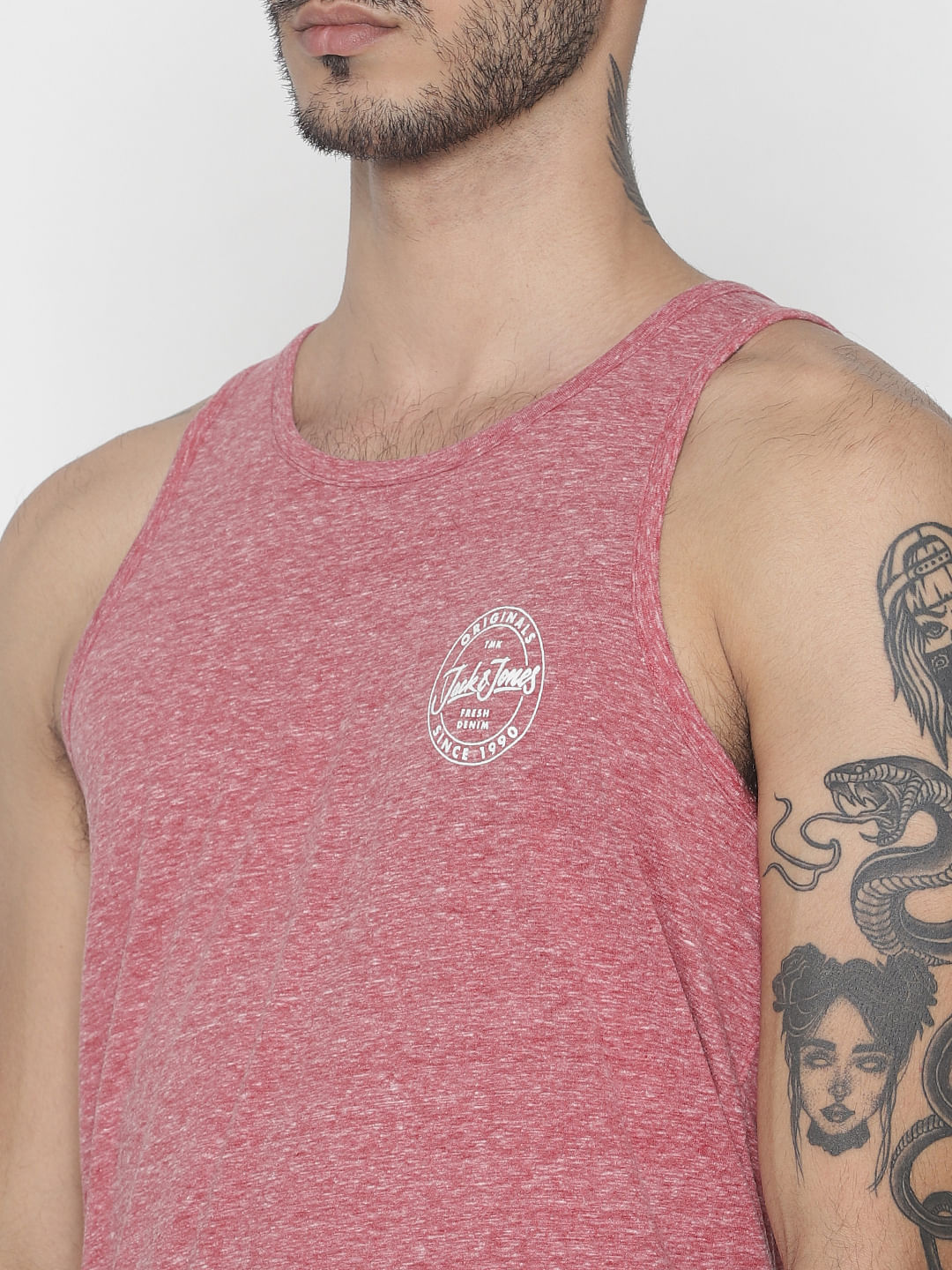 Red Logo Print Vest