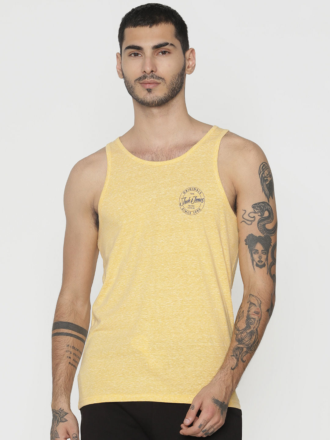 Yellow Logo Print Vest - S