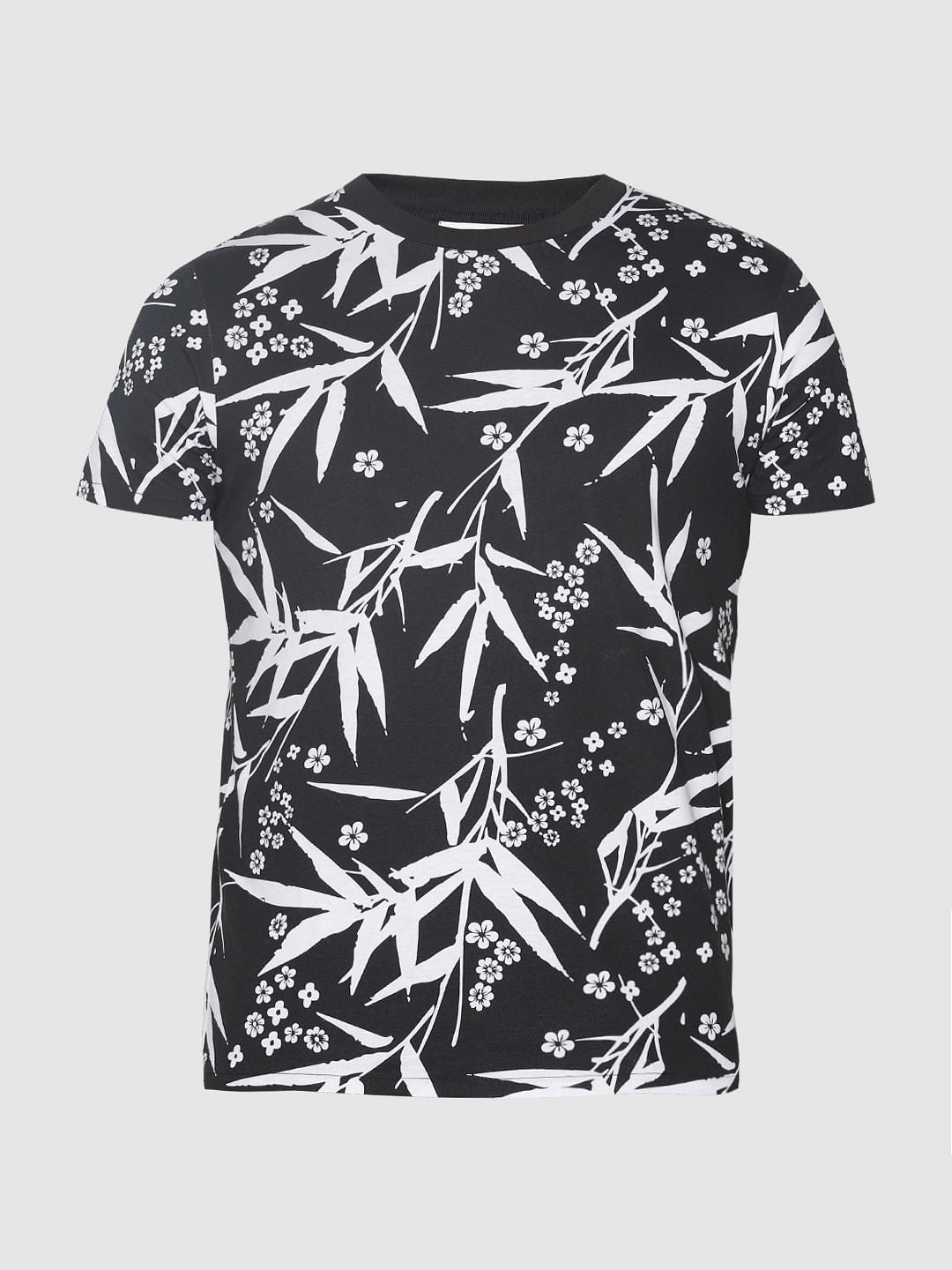 Black All Over Print Crew Neck T-Shirt