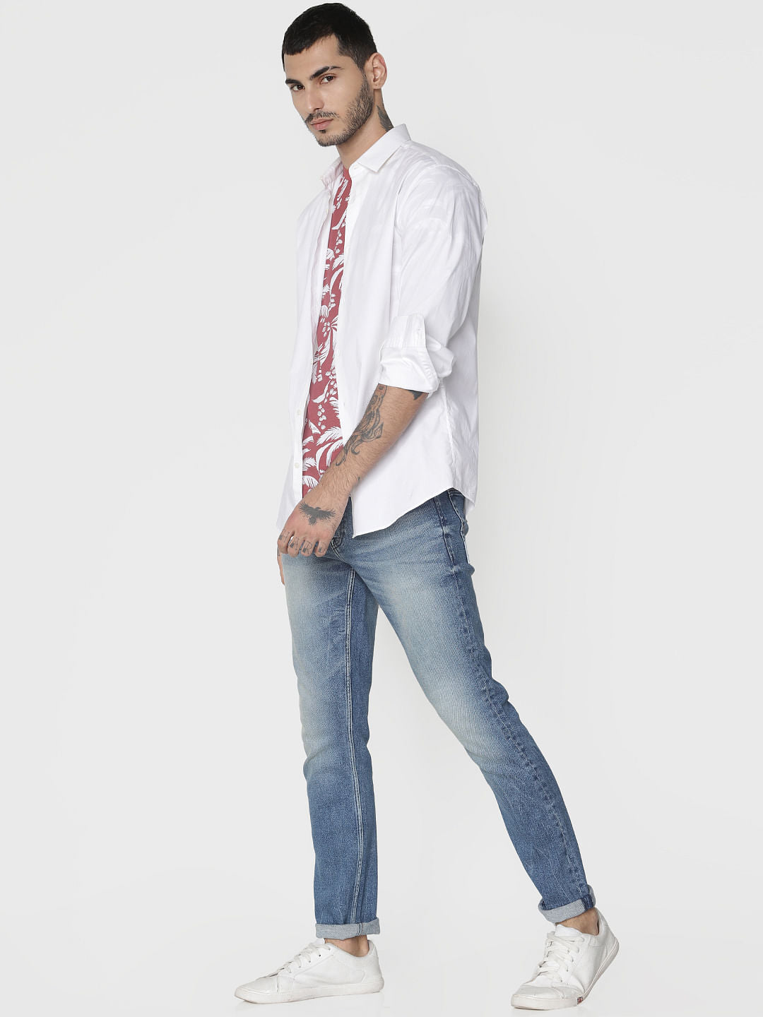 Red All Over Print Crew Neck T-Shirt