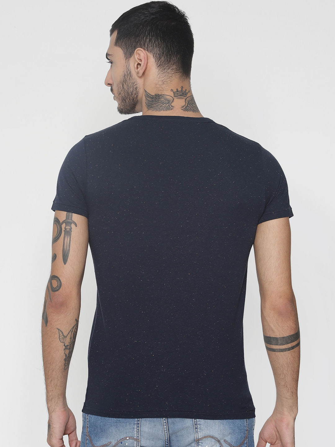 Navy Blue Graphic Print Crew Neck T-Shirt