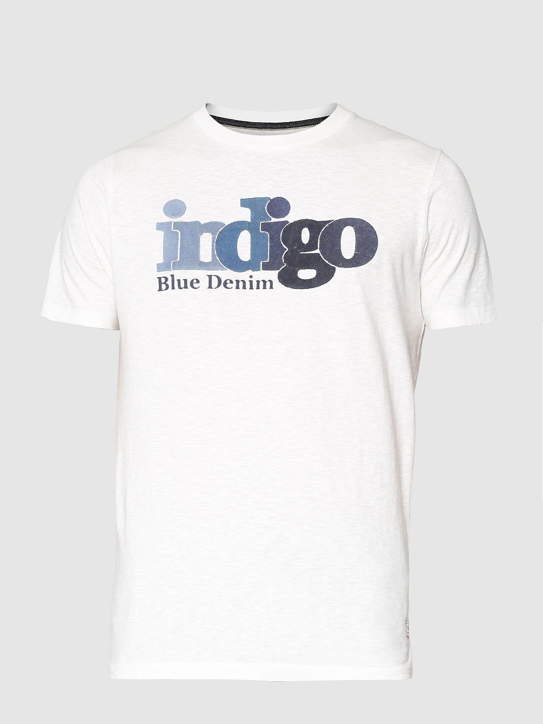 White Text Print Crew Neck T-Shirt
