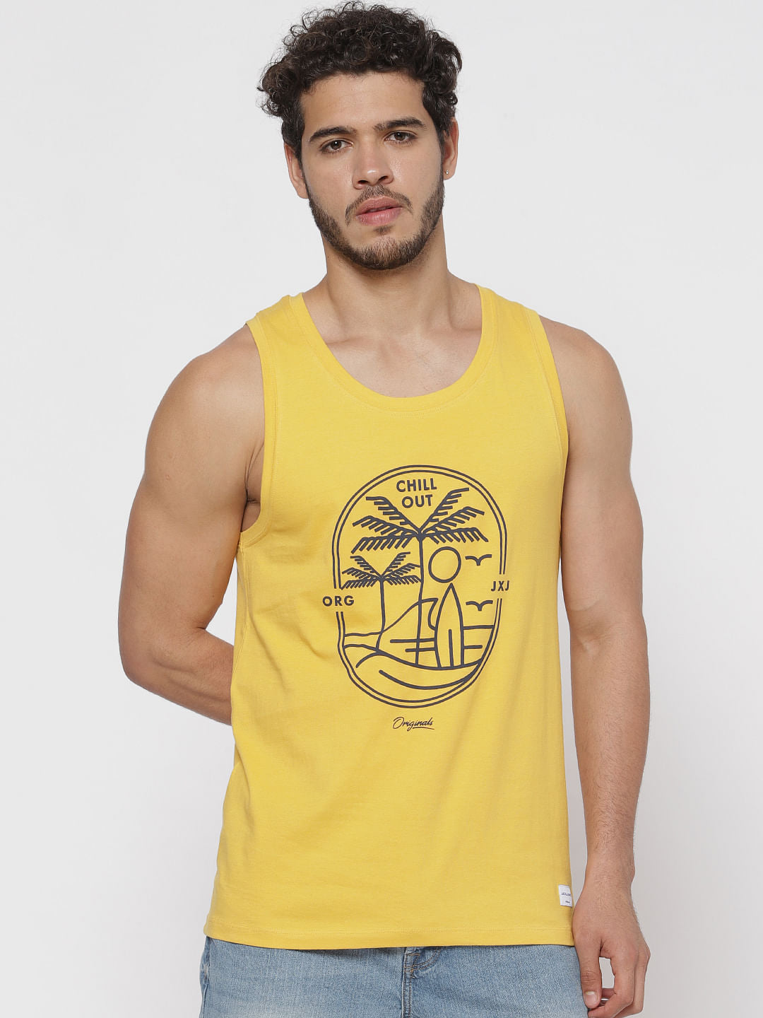 Yellow Graphic Print Tank Top